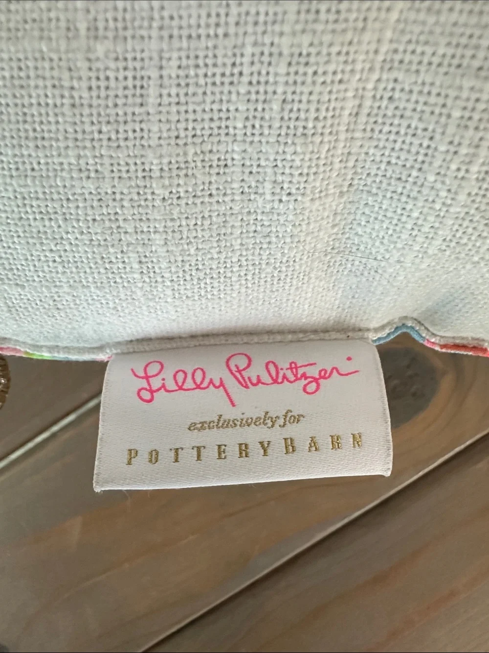 Lilly Pulitzer for Pottery Barn White Pillow with Gold Seahorse Embroidery